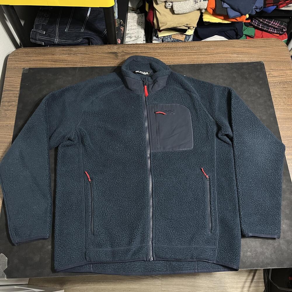 Helly Hansen Fleece Jacket Mens XL Blue Sherpa Full Zip Warm Outdoor Ski